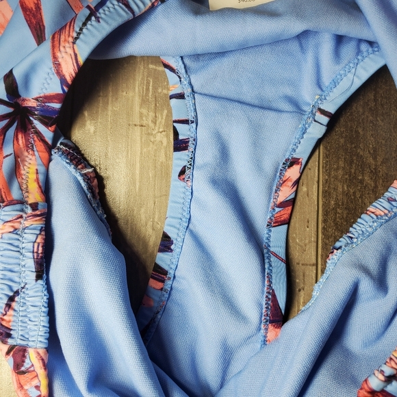 NWT Jessica Simpson Lilac Tropical Floral High Waisted Smocked Bikini Set Medium - Picture 3 of 16